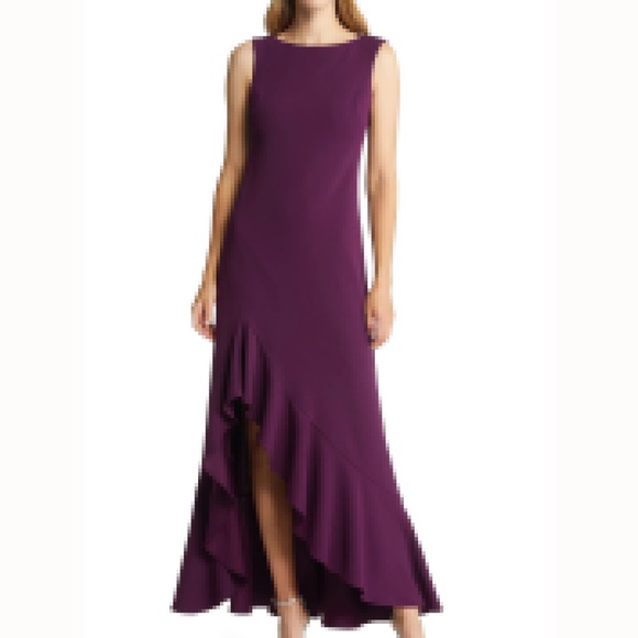 Vince Camuto - Ruffe Front Sleeveless Formal Gown - Picture 1 of 14